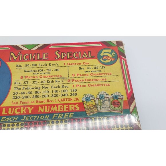 Vintage Nickel Special Punch Board 500 Punches Lucky Numbers Cigarettes - Picture 11 of 13